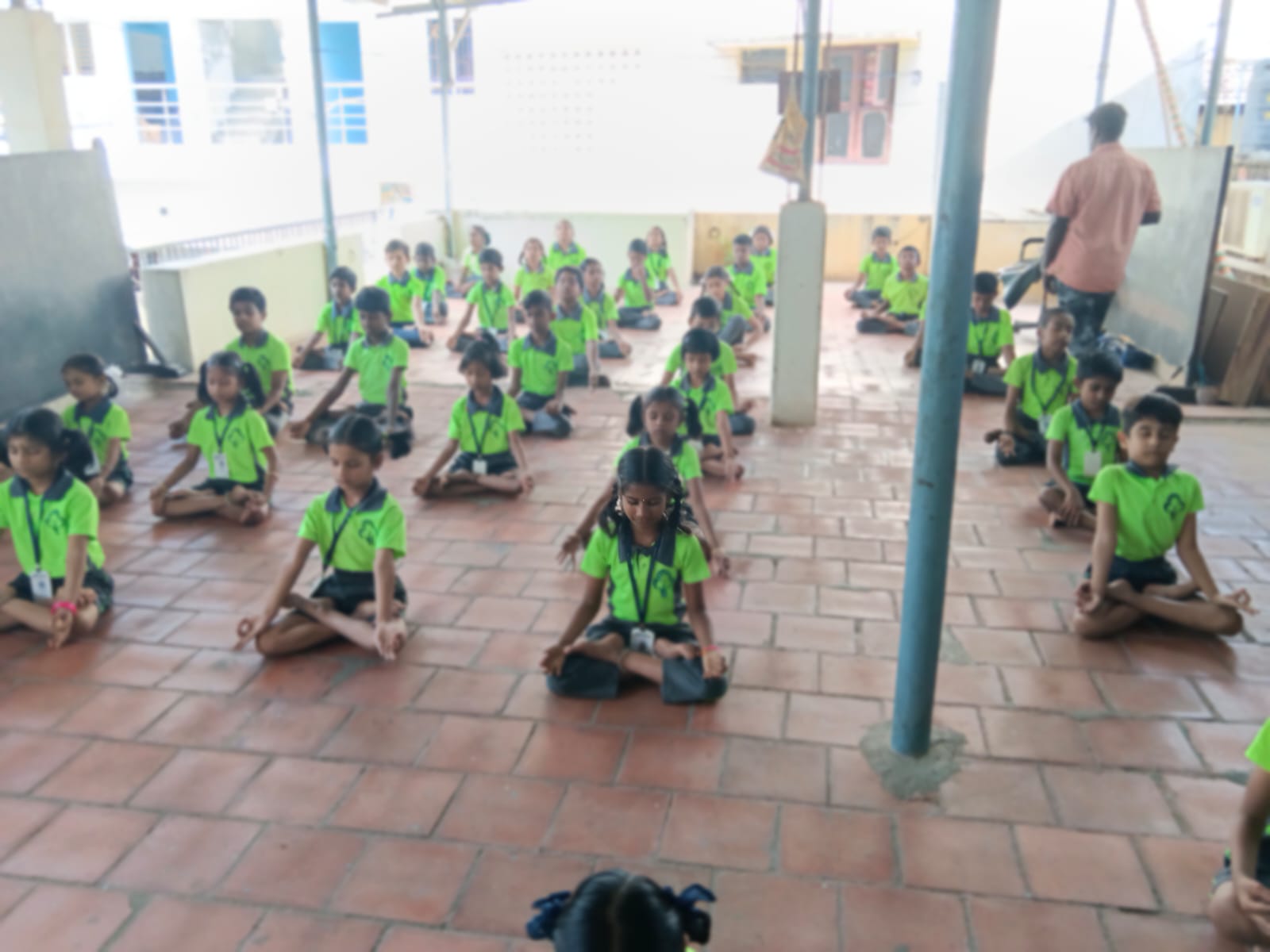 Students Yoga Meditation on Terrace